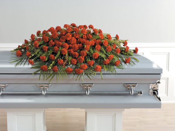 Carnation Closed Casket Funeral Spray