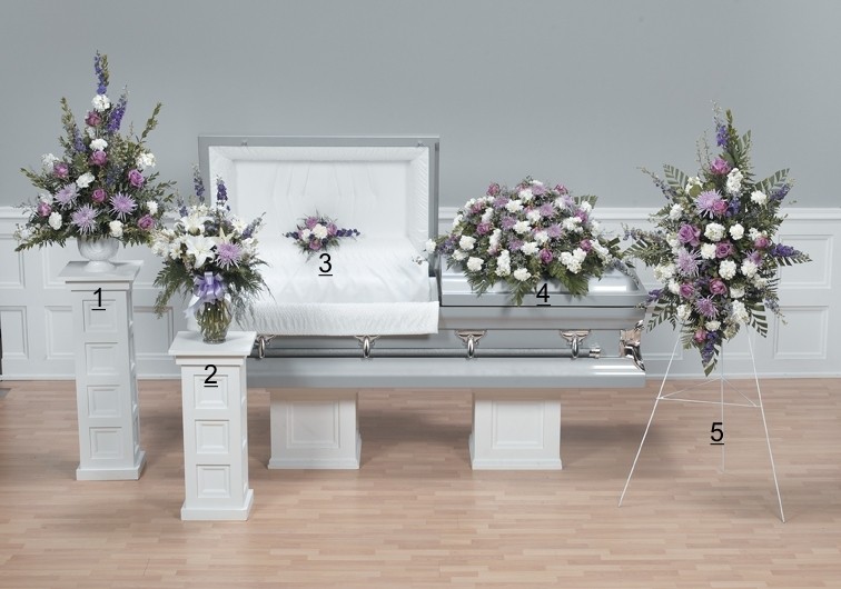 elegance Lavender open casket tribute