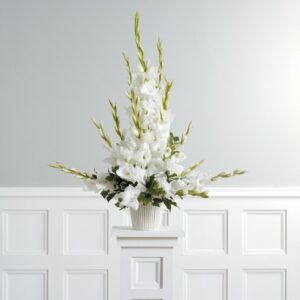 traditional white gladiolus arrangement