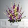 Rays of colorful Gladiolus basket