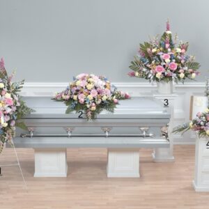 blue floral tribute for a baby or infant funeral
