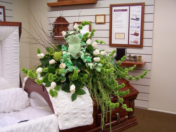 White Personalized Casket Spray