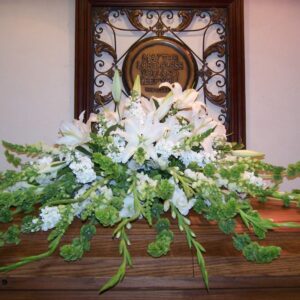 White Oriental Lily bereavement Casket Spray