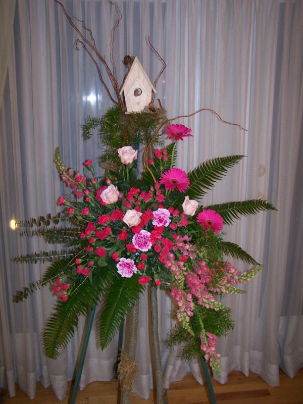 Birdhouse Sympathy Flower Spray